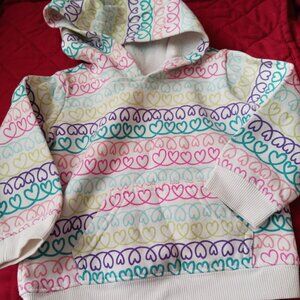 Girl's Pullover Hoodie, Heart Print, Size 12 Mo.
